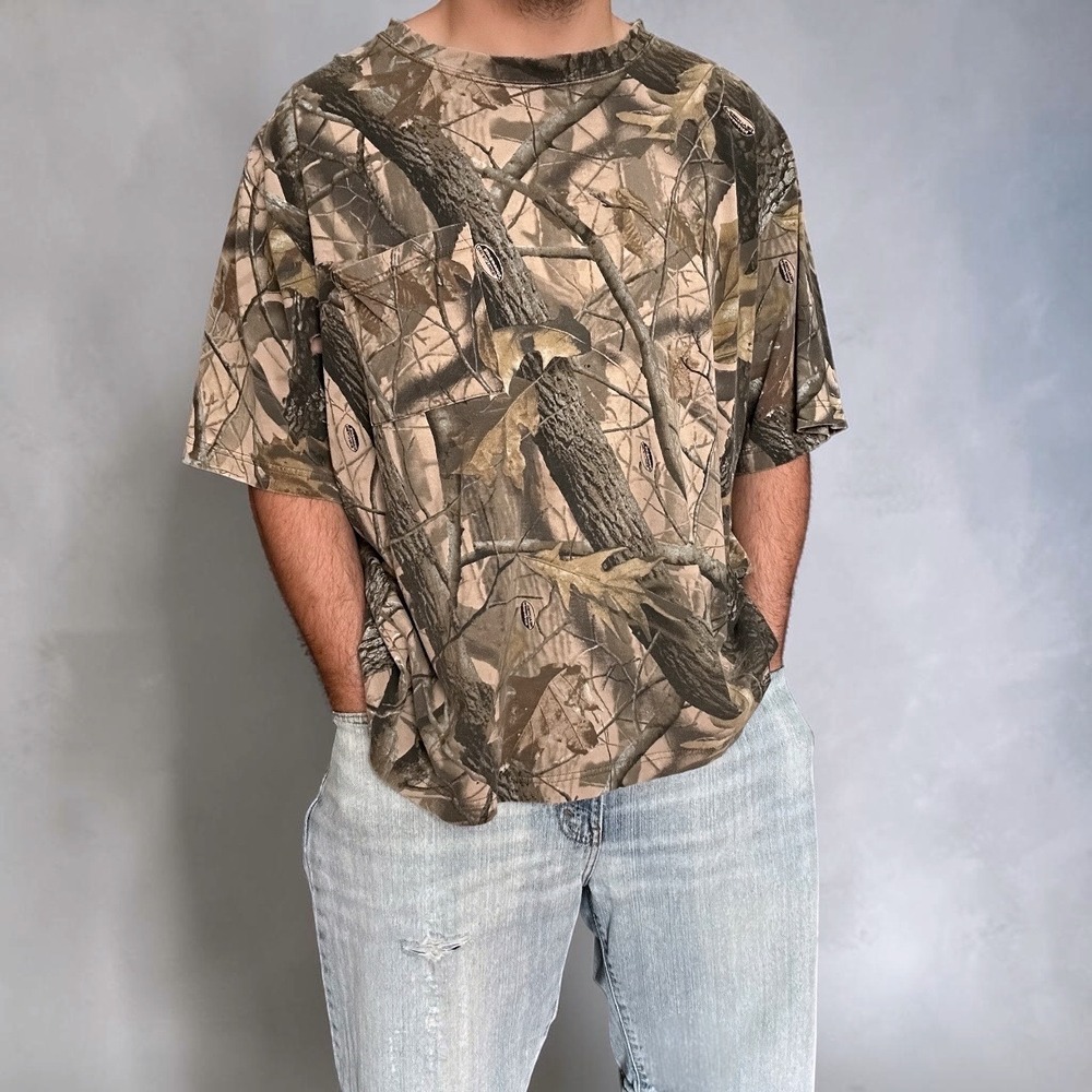Outfitters Ridge Real Tree Camo Pocket T-Shirt Baggy Vintage 90s Size 2XL